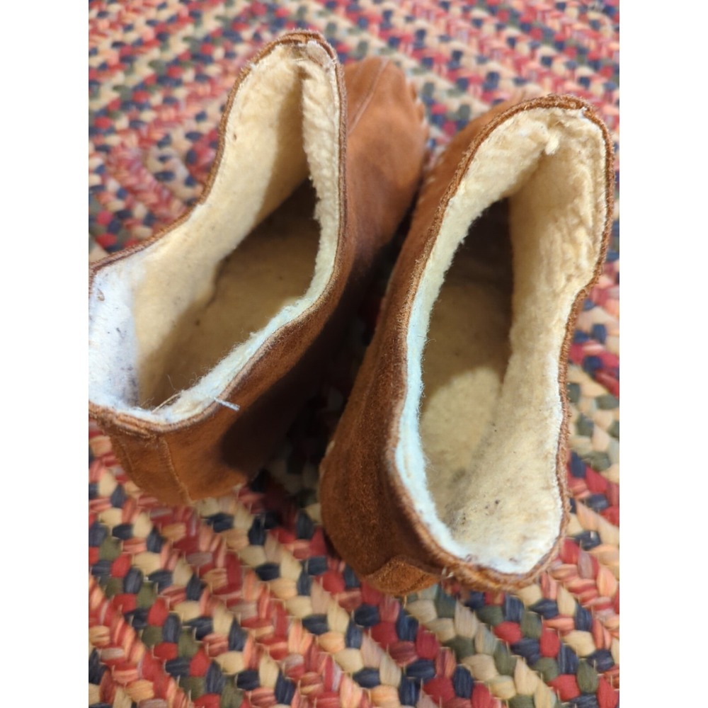 Vintage Brown Suede Leather Moccasin Bootie Slippers Women's SEE PHOTOS FOR SIZE - Picture 5 of 10